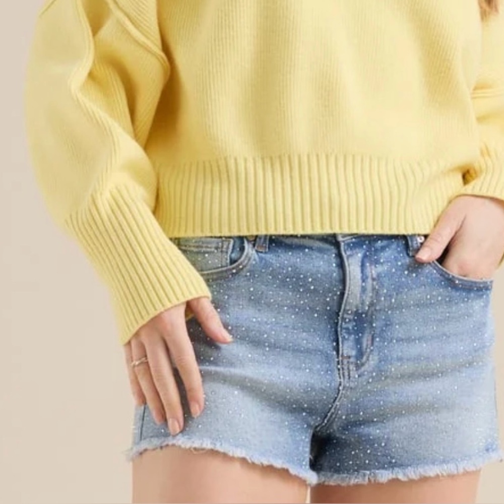 Altar’d State Bling Rhinestone Denim Shorts